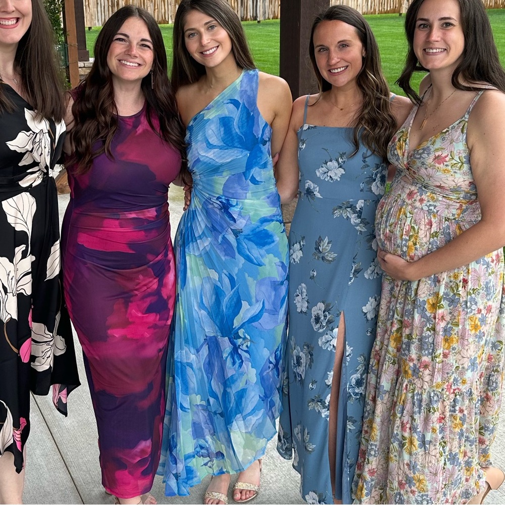 Floral Blue and Green Dress